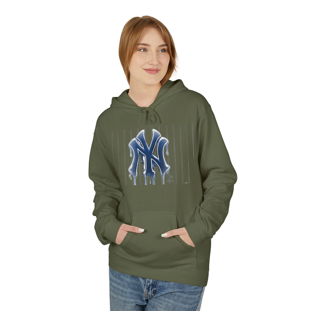 Dripping NY Fan Gear Logo Hoodie | Baseball Pinstripe Streetwear by GT Artland