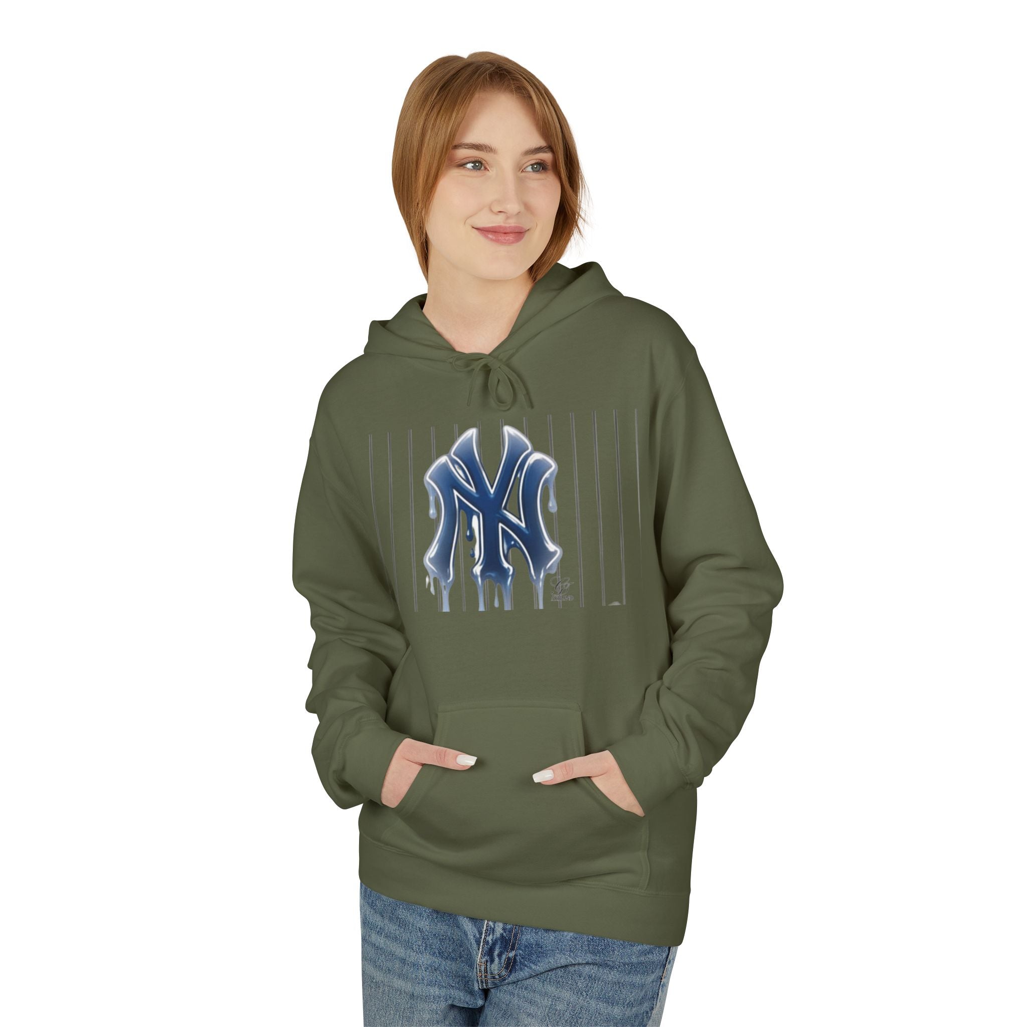 Dripping NY Fan Gear Logo Hoodie | Baseball Pinstripe Streetwear by GT Artland