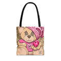 Cute Teddy Heart Tote Bag – Pink Teddy Holding Tote Bag by GT Artland