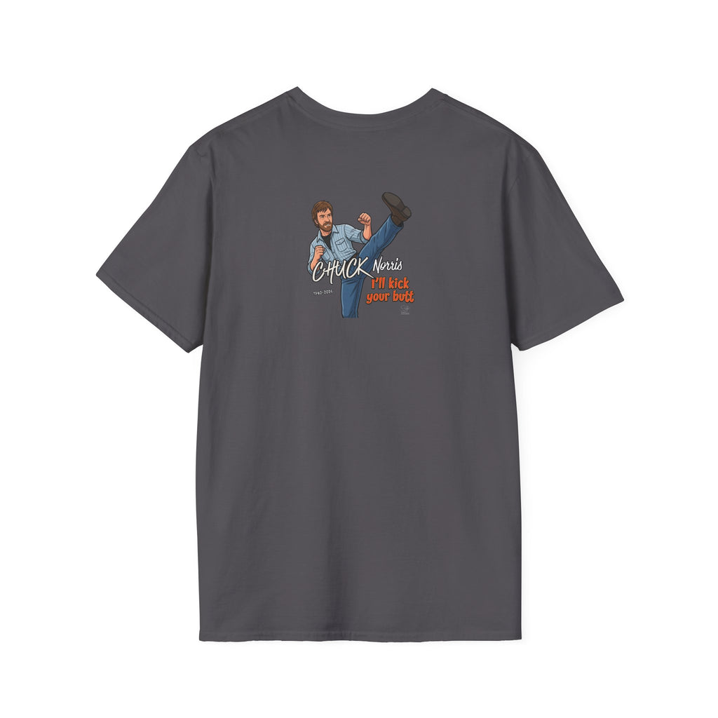 Chuck Norris Kick Illustration T-Shirt | I'll Kick Your Butt text by GT Artland