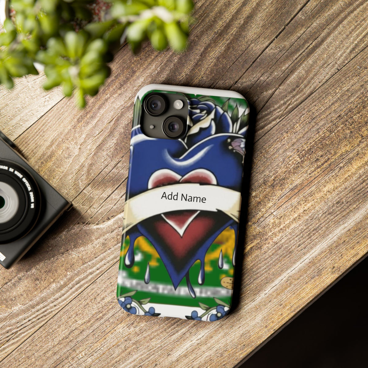 Blue Rose Garden Urban Styled Illustration Slim Phone Case |  by GT Artland