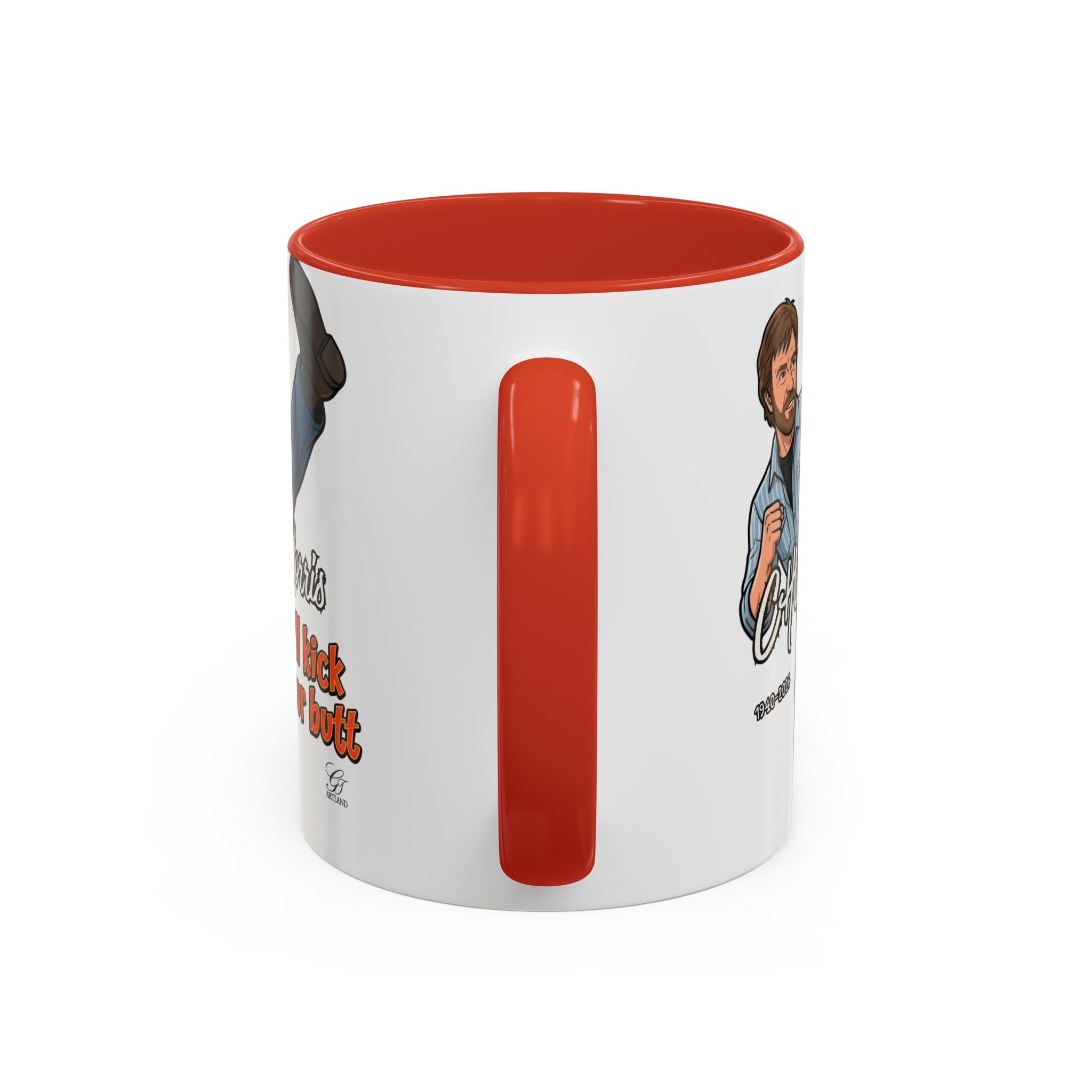 Martial Arts Chuck Norris Kick Butt Humor Character Mug | Accent Coffee Mug by GT Artland