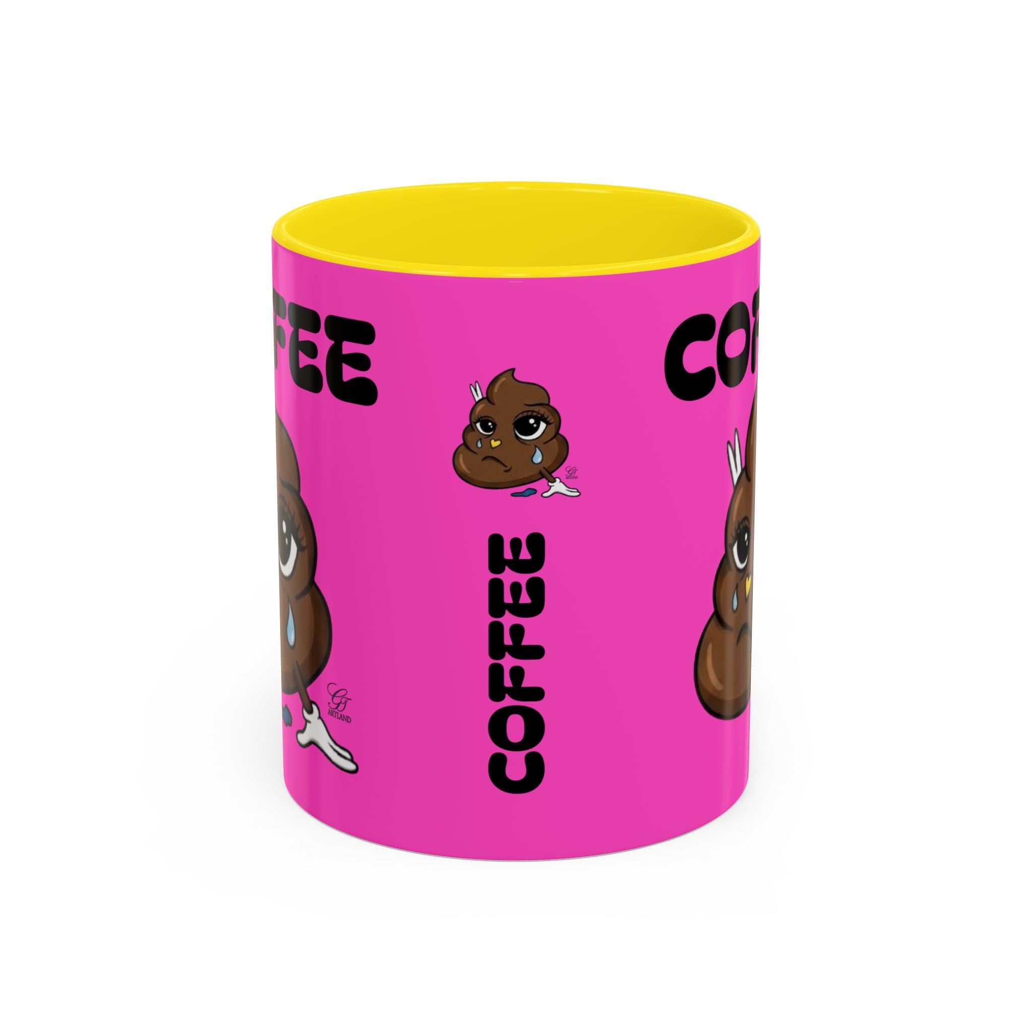Coffee Mug — Pink 'Coffee' Sad Poop Emoji Accent Ceramic Mug (11/15oz) by GT Artland