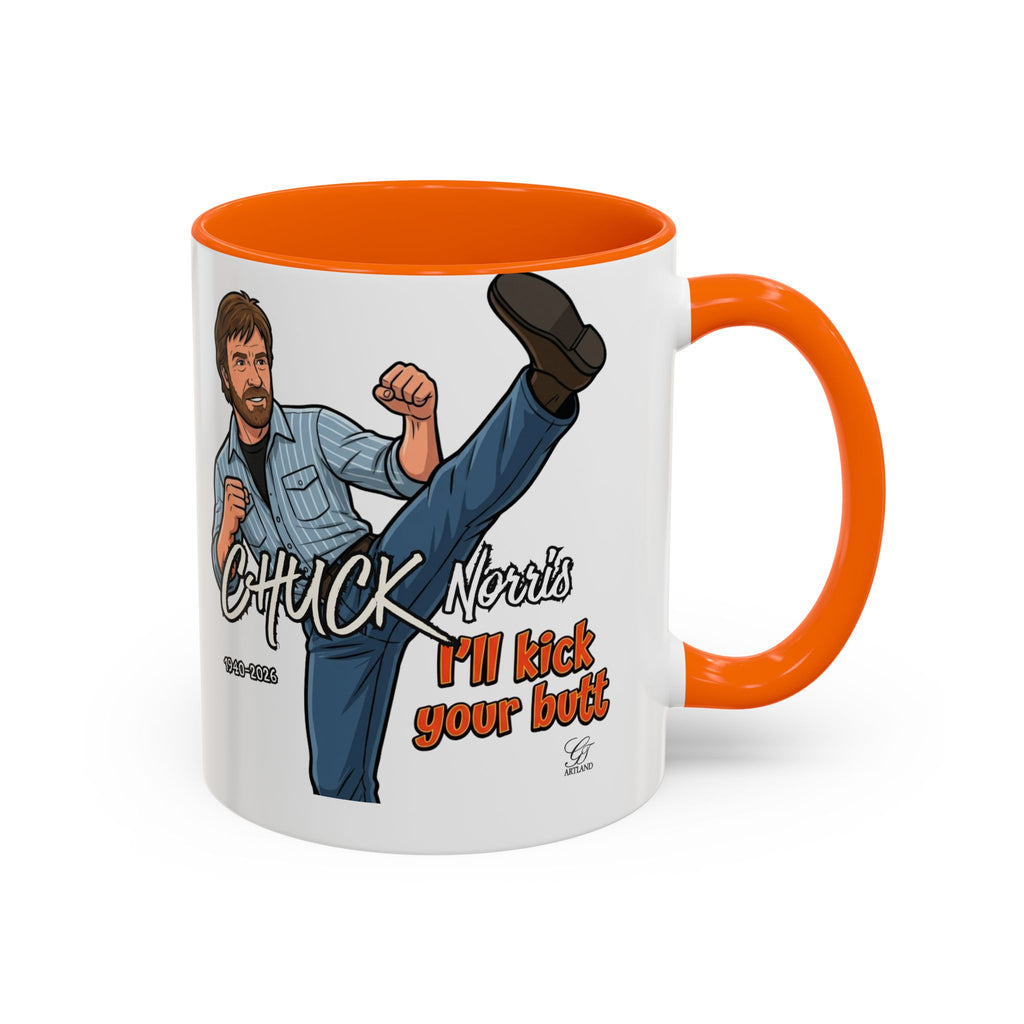 Martial Arts Chuck Norris Kick Butt Humor Character Mug | Accent Coffee Mug by GT Artland