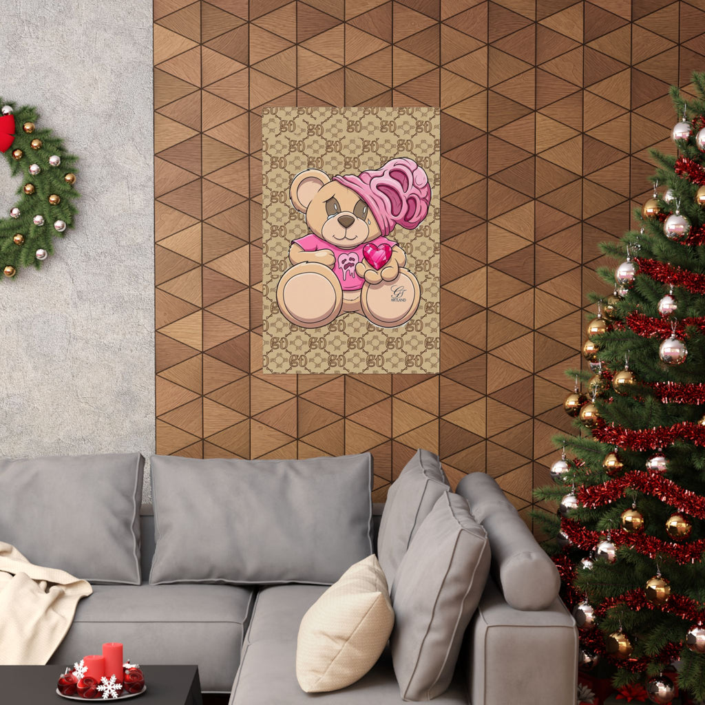 Teddy Bear Heart Poster | Cute Teddy Illustration Matte Vertical Poster