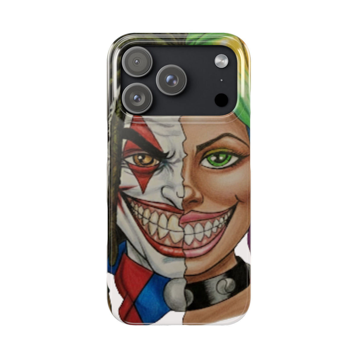 Crazy Couple Clown and Girl Half and Half 2 Faced Illustration Slim Phone Case | by GT Artland