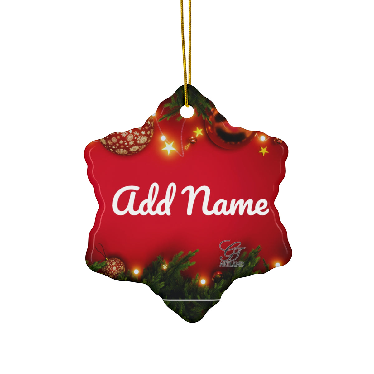 Copy of GT Artland Logo Monogram Ceramic Ornament — Personalized Round Holiday Decoration by GT Artland