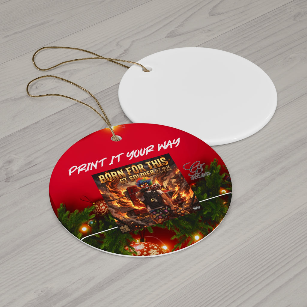 Ceramic Ornament - "Print It Your Way" Custom Round Holiday Keepsake by GT Artland