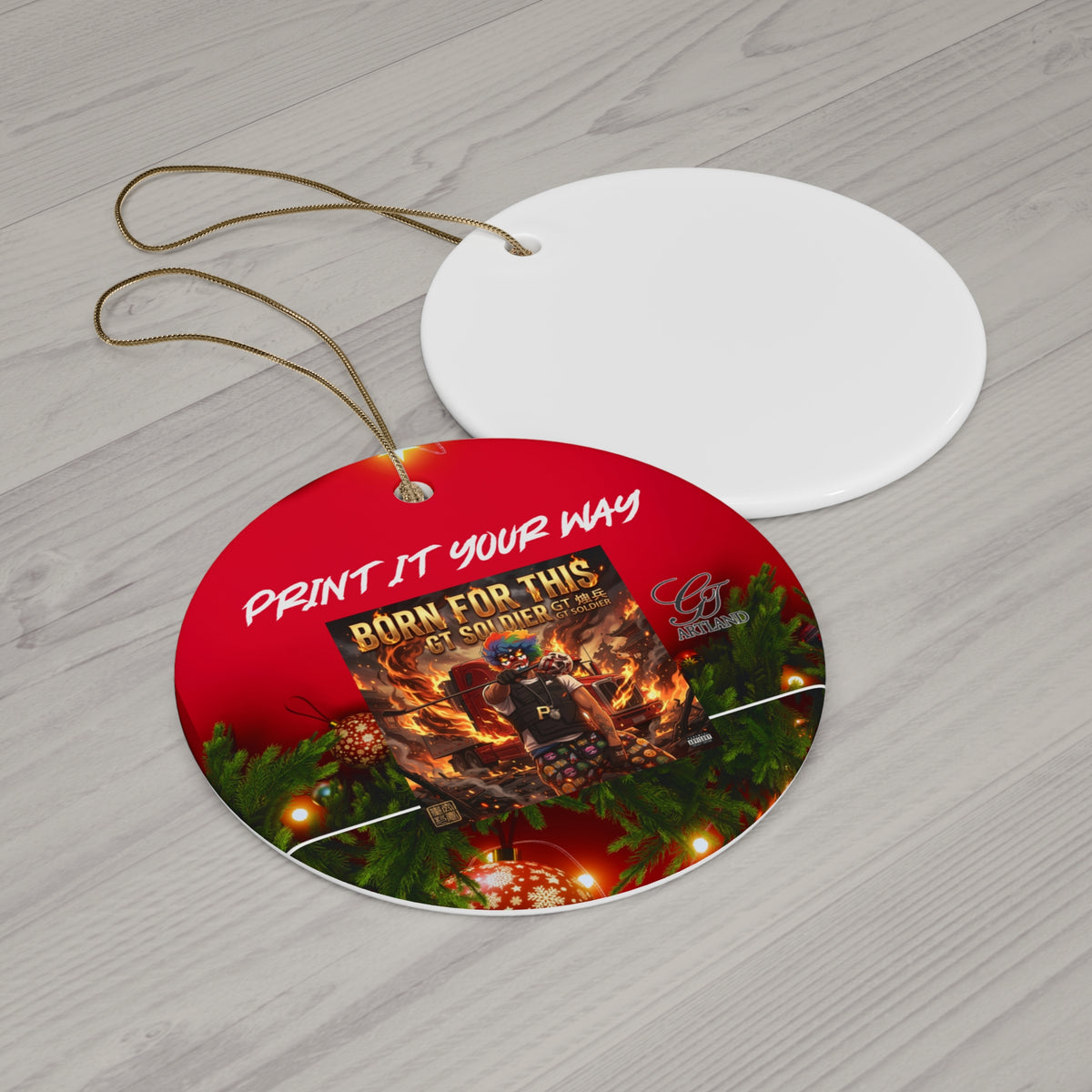 Ceramic Ornament - "Print It Your Way" Custom Round Holiday Keepsake by GT Artland