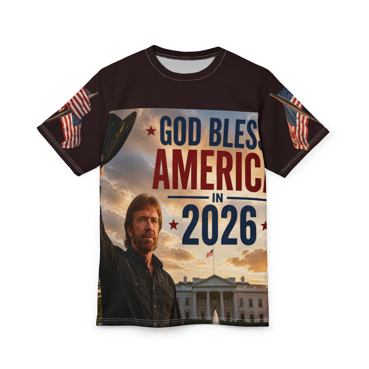 God Bless America 2026 Tee | Patriotic All-Over Print Shirt