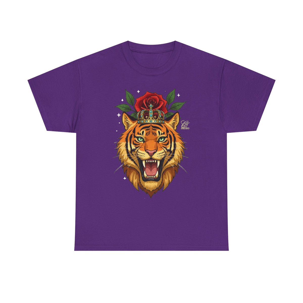Roaring Tiger with Rose Tee | Floral Tiger T-Shirt by GT Artland
