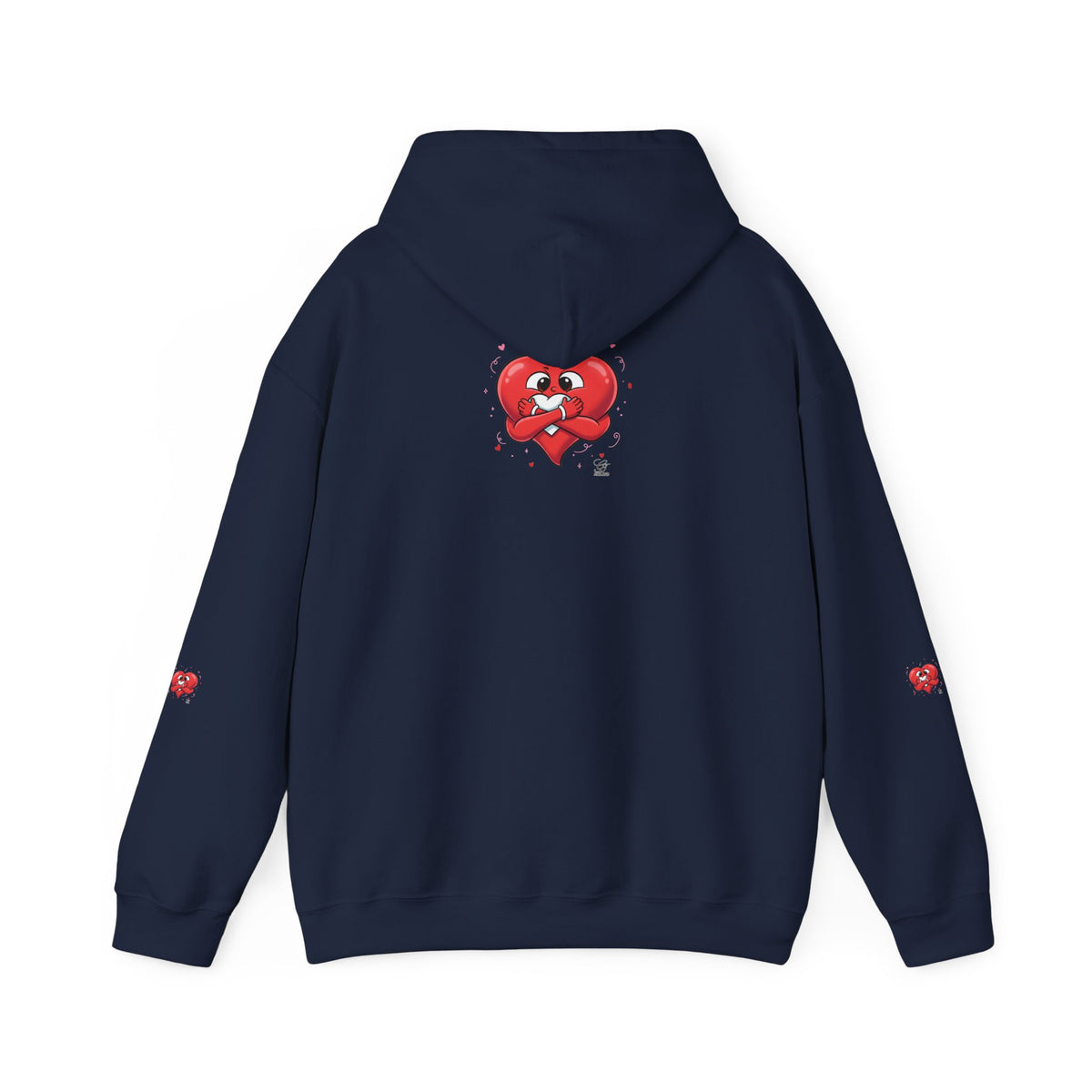 Graphic Heart Unisex Heavy Blend Hooded Sweatshirt | Red Heart Cartoon Sweatshirt