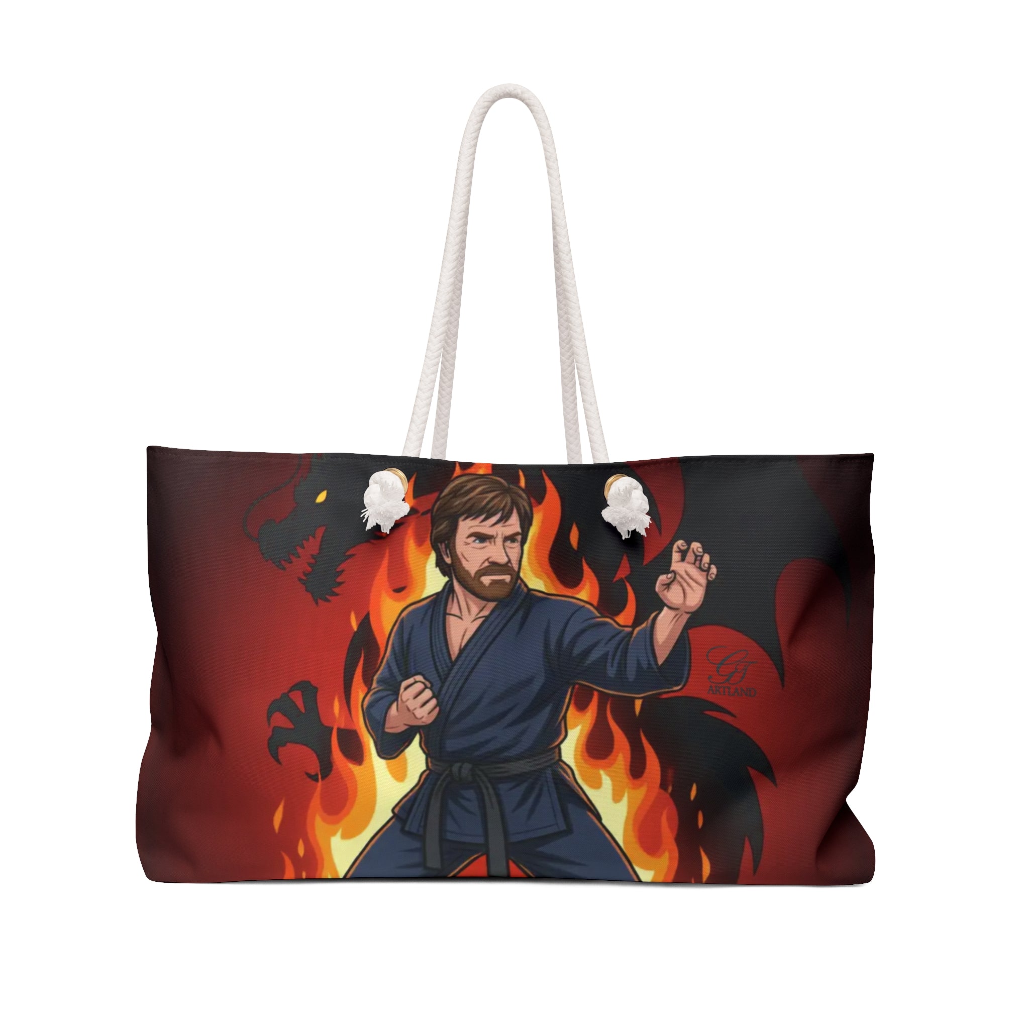 Norris Martial Artist Dragon Flames Weekender Bag | Karate Fighter Tote by GT Artland
