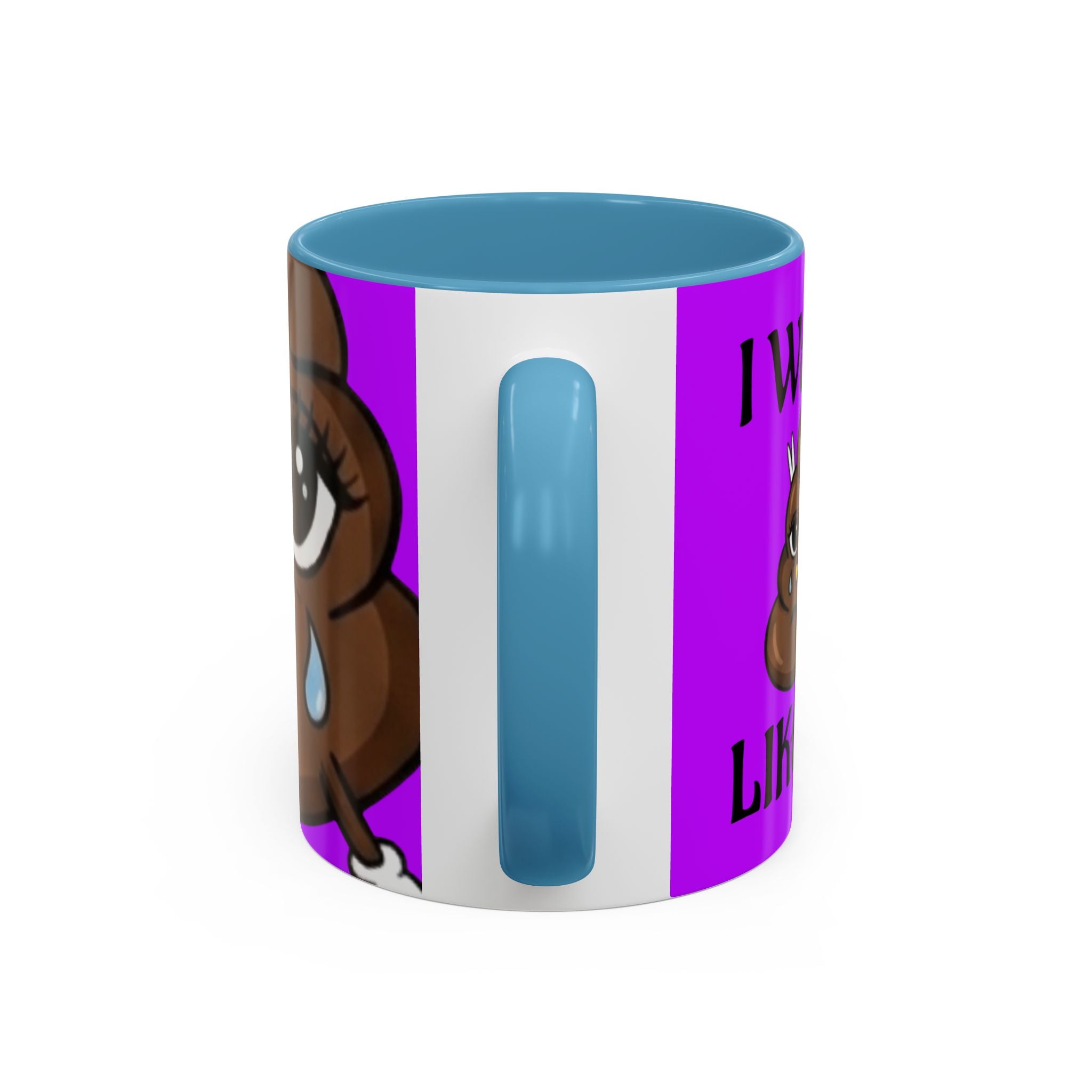 Sad Poop Emoji Accent Coffee Mug (11/15oz) — Funny Cute Kawaii Tearful Poop Design by GT Artland