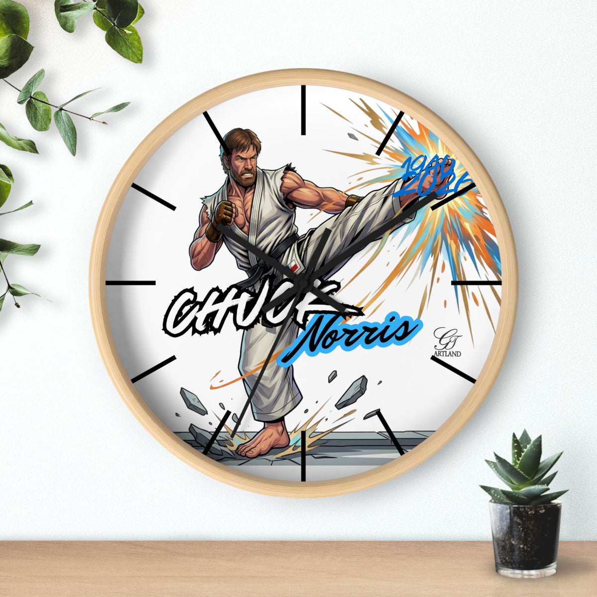 Chuck Norris Kicks, Courage and Karate Wall Clock by GT Artland