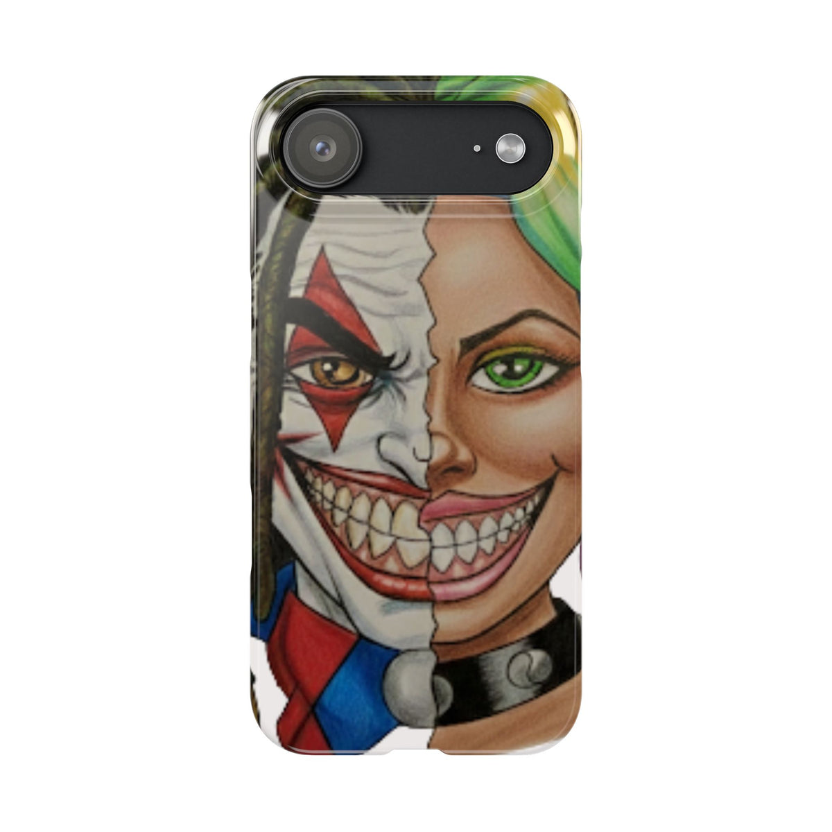 Crazy Couple Clown and Girl Half and Half 2 Faced Illustration Slim Phone Case | by GT Artland