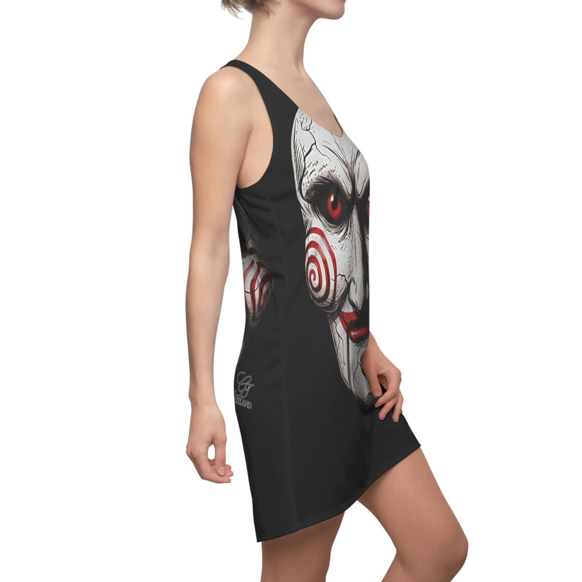 Spooky Cracked Mask Evil Dummy Halloween Dark Horror Designer Dress | Racerback  by GT Artland