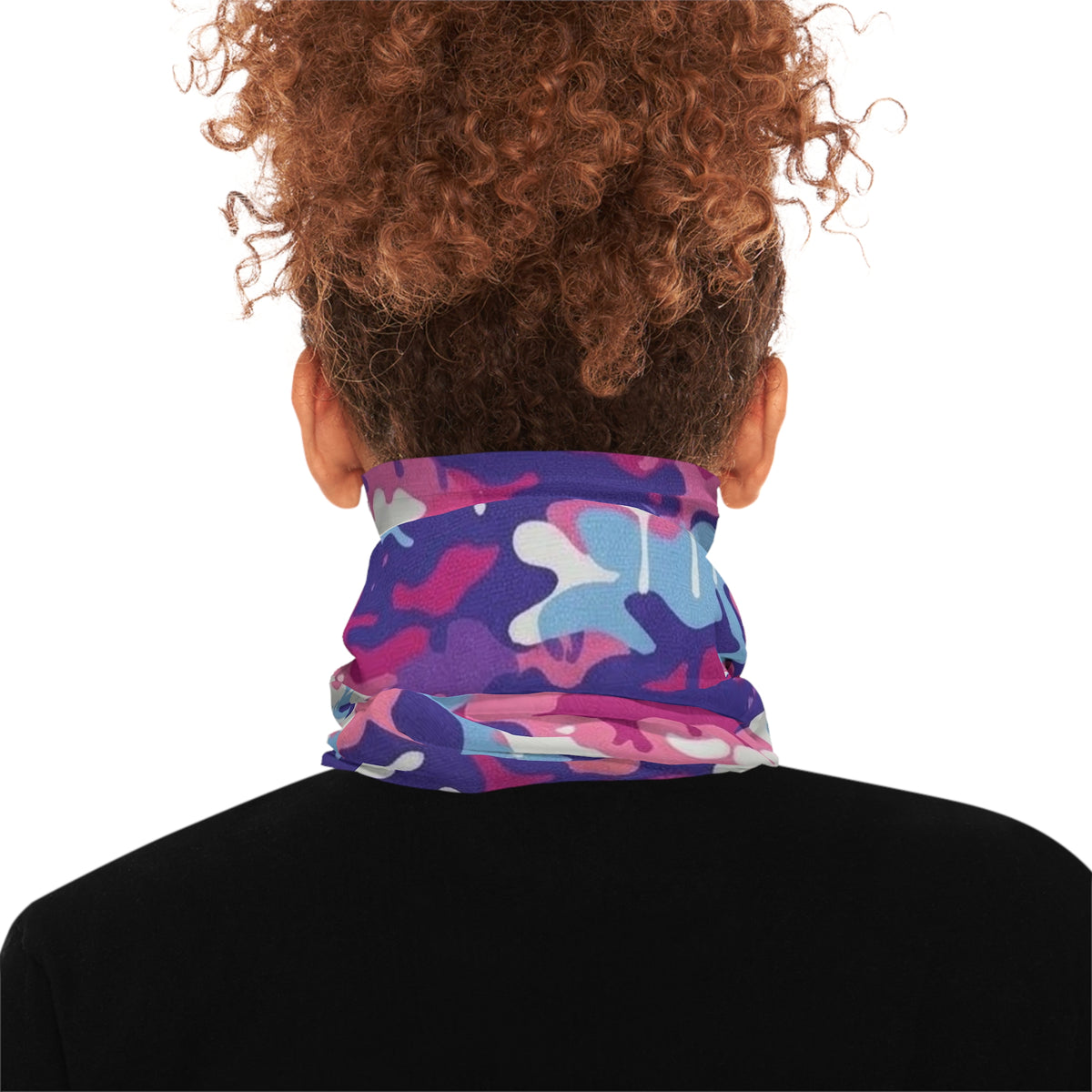 Pink & Purple Designer Militant Drip Neck Gaiter — Drip Camouflage Face Mask by GT Artland
