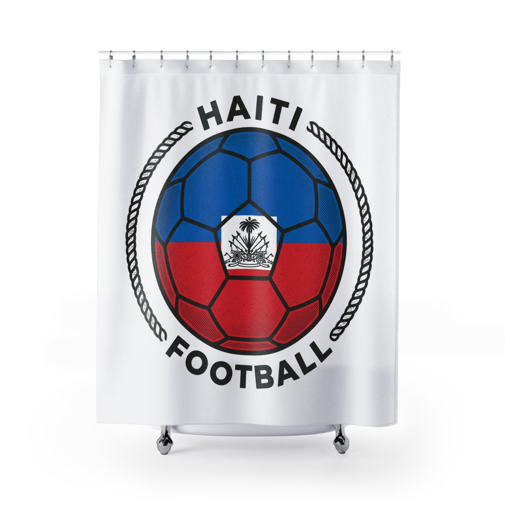 Copy of Copy of Copy of Haiti Football Soccer Ball Shower Curtain | Haitian Flag Emblem