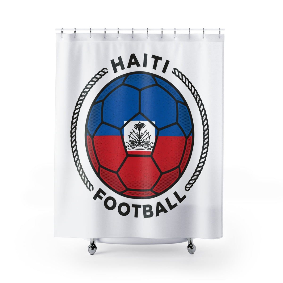 Copy of Copy of Copy of Haiti Football Soccer Ball Shower Curtain | Haitian Flag Emblem