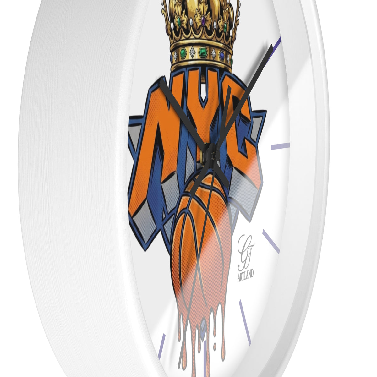 NYC Crown Basketball Drip Wall Clock | Urban Graffiti Sports Clock by GT Artland