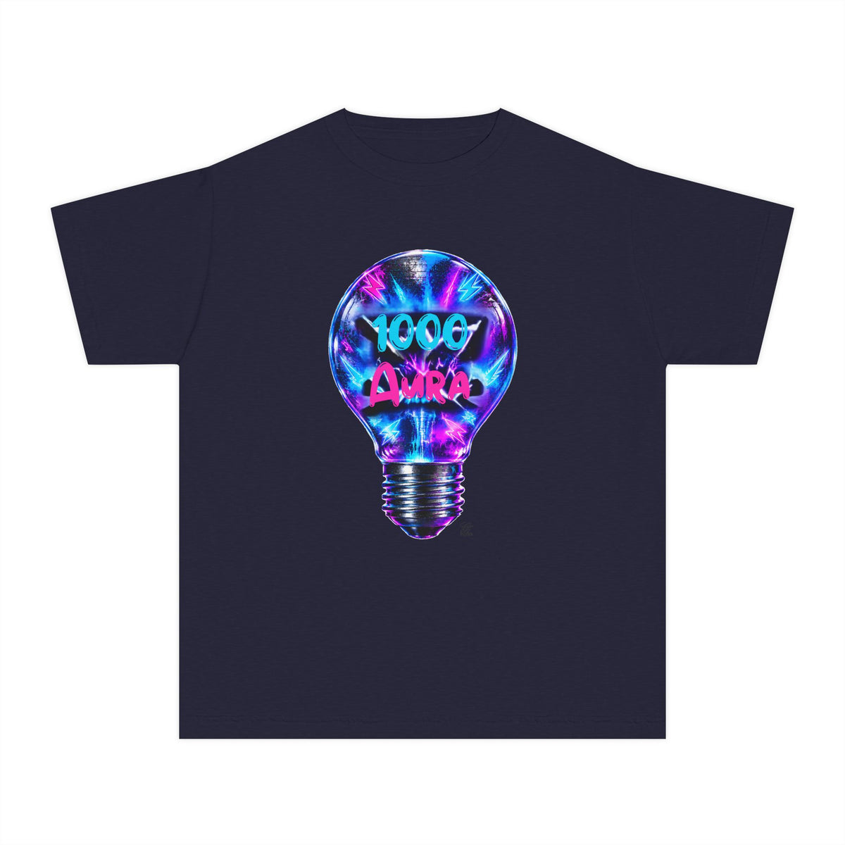 Colorful Light Bulb Youth T-Shirt -"1000 AURA" Graphic T-Shirt