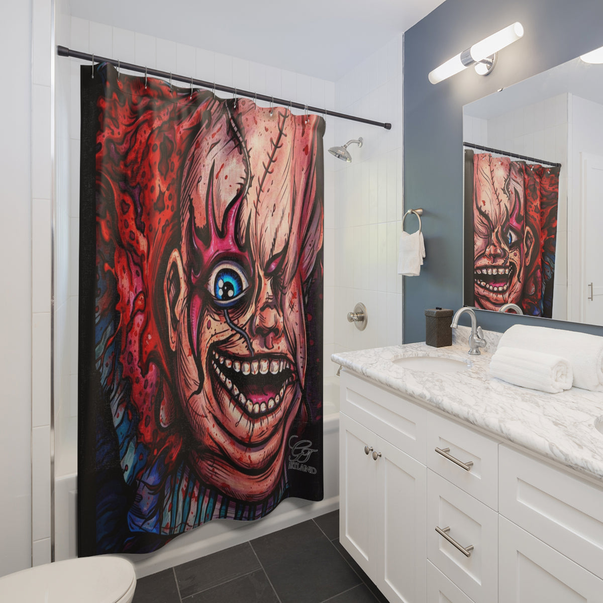 Playtime's Over Designer Airbrush Edition Shower Curtain by GT Artland