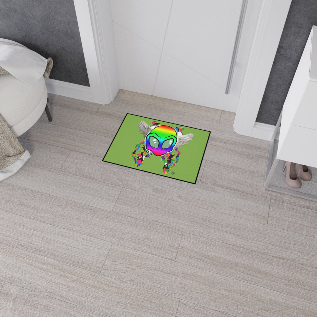 Rainbow Alien with Wings  Floor Mat | UFO, Colorful Space Design