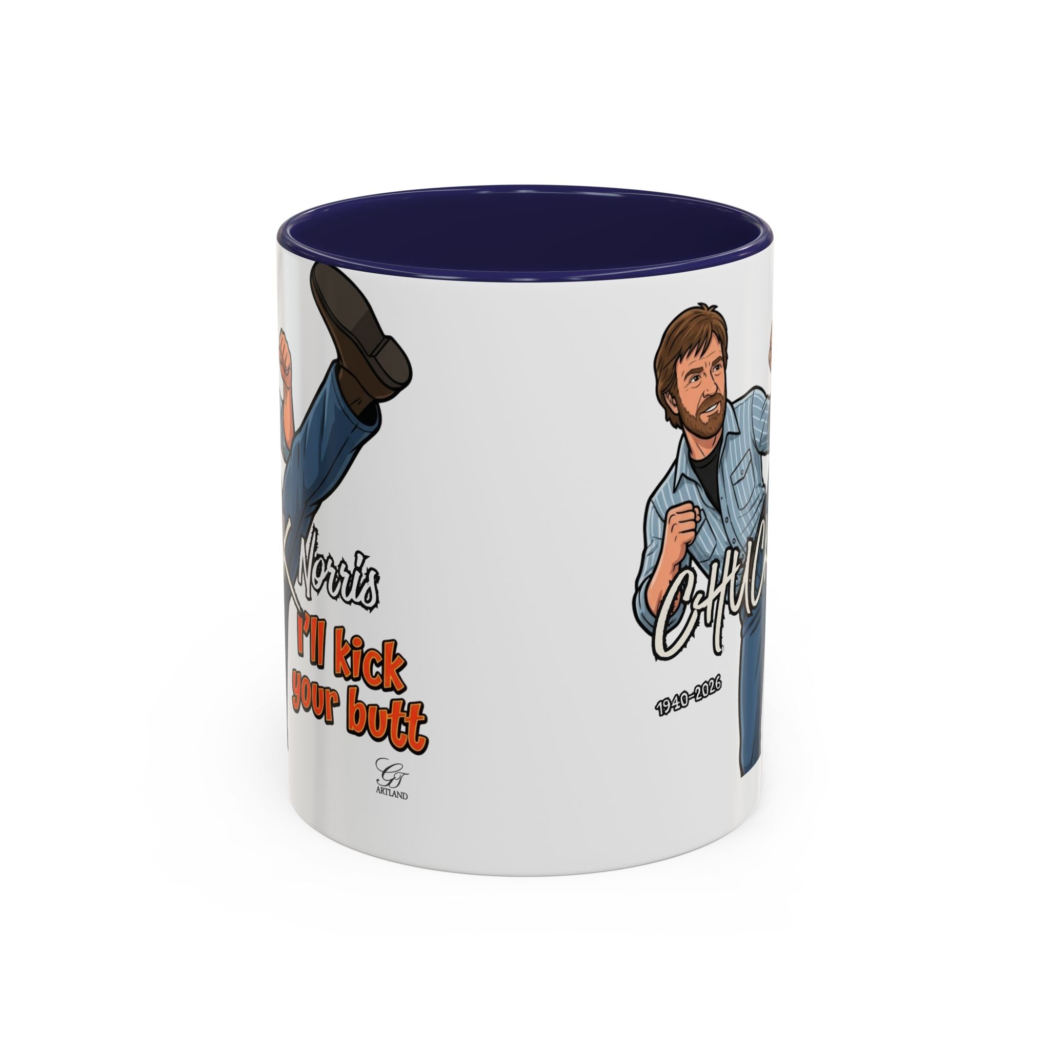 Martial Arts Chuck Norris Kick Butt Humor Character Mug | Accent Coffee Mug by GT Artland