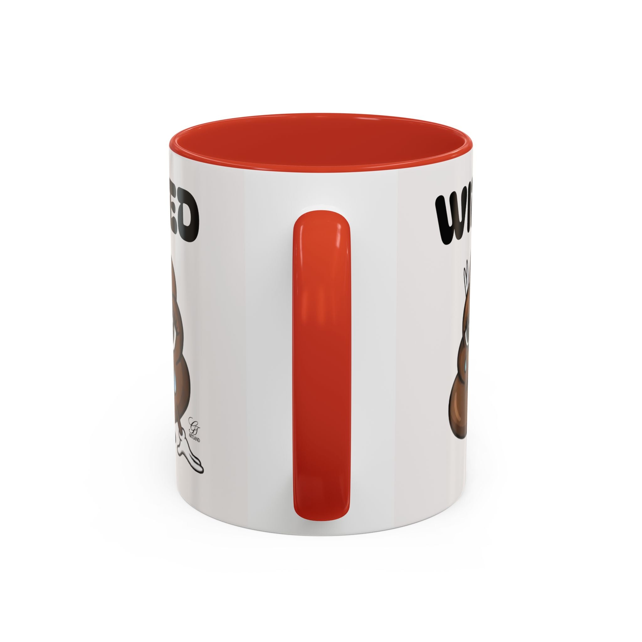 Wired Coffee Mug — Funny Poop Emoji Design Accent Mug (11/15 oz) by GT Artland