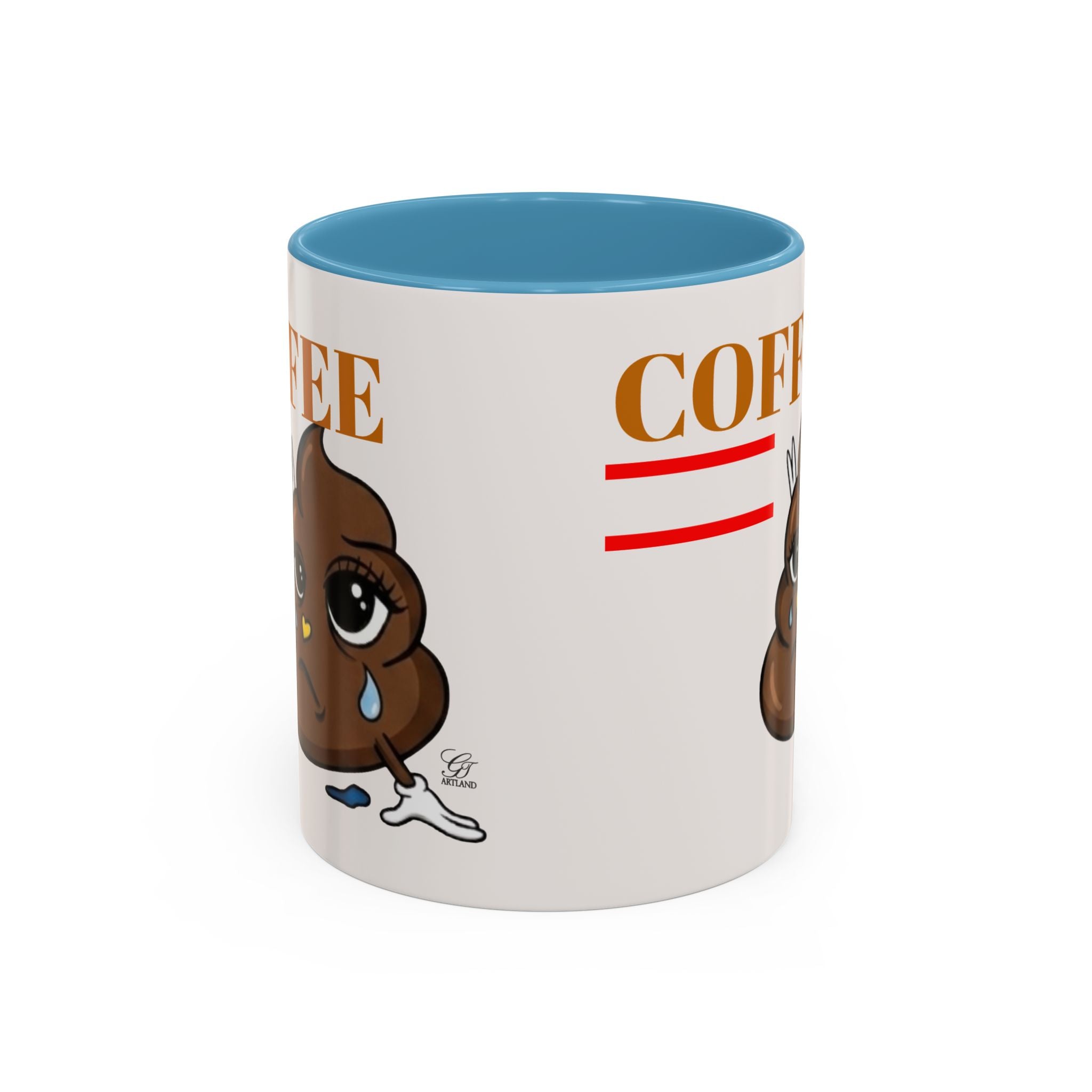 Coffee Mug — Sad Coffee Poop Emoji Designer Toon Accent Mug (11/15oz) by GT Artland