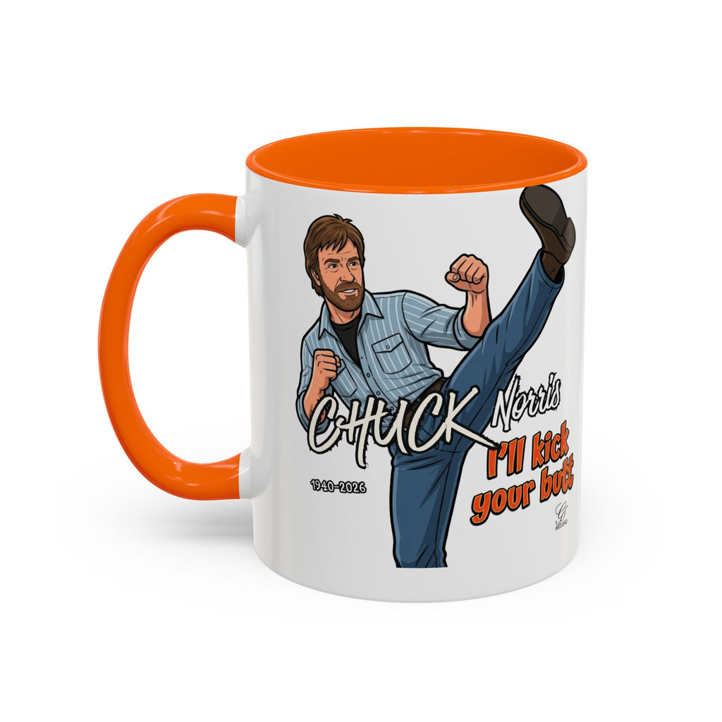 Martial Arts Chuck Norris Kick Butt Humor Character Mug | Accent Coffee Mug by GT Artland