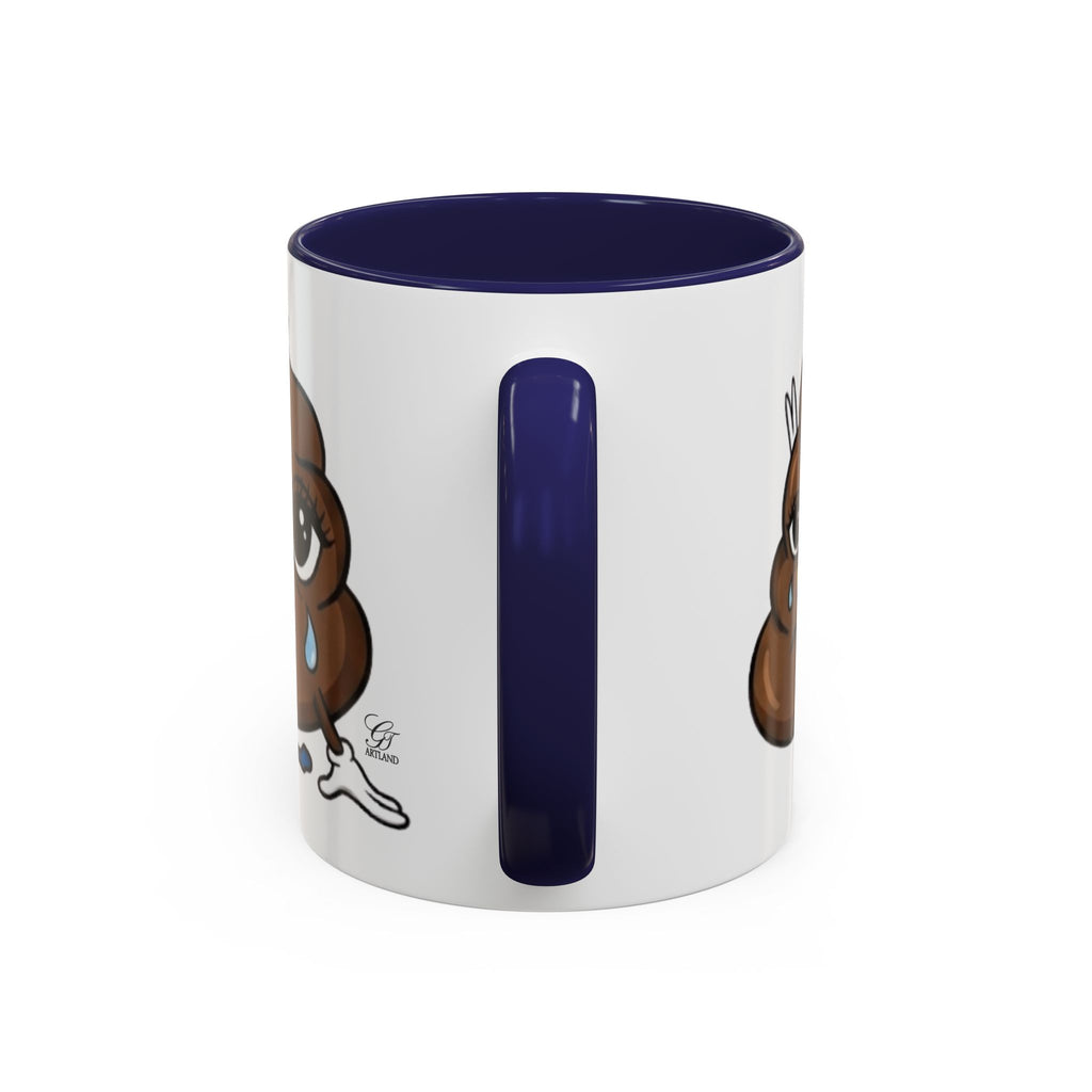 Sad Poop Emoji Coffee Mug — Funny Kawaii Gag Gift Accent Mug by GT Artland