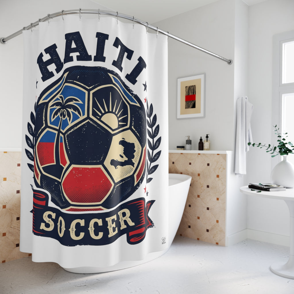 Copy of Haiti Soccer Shower Curtain | Football Curtain