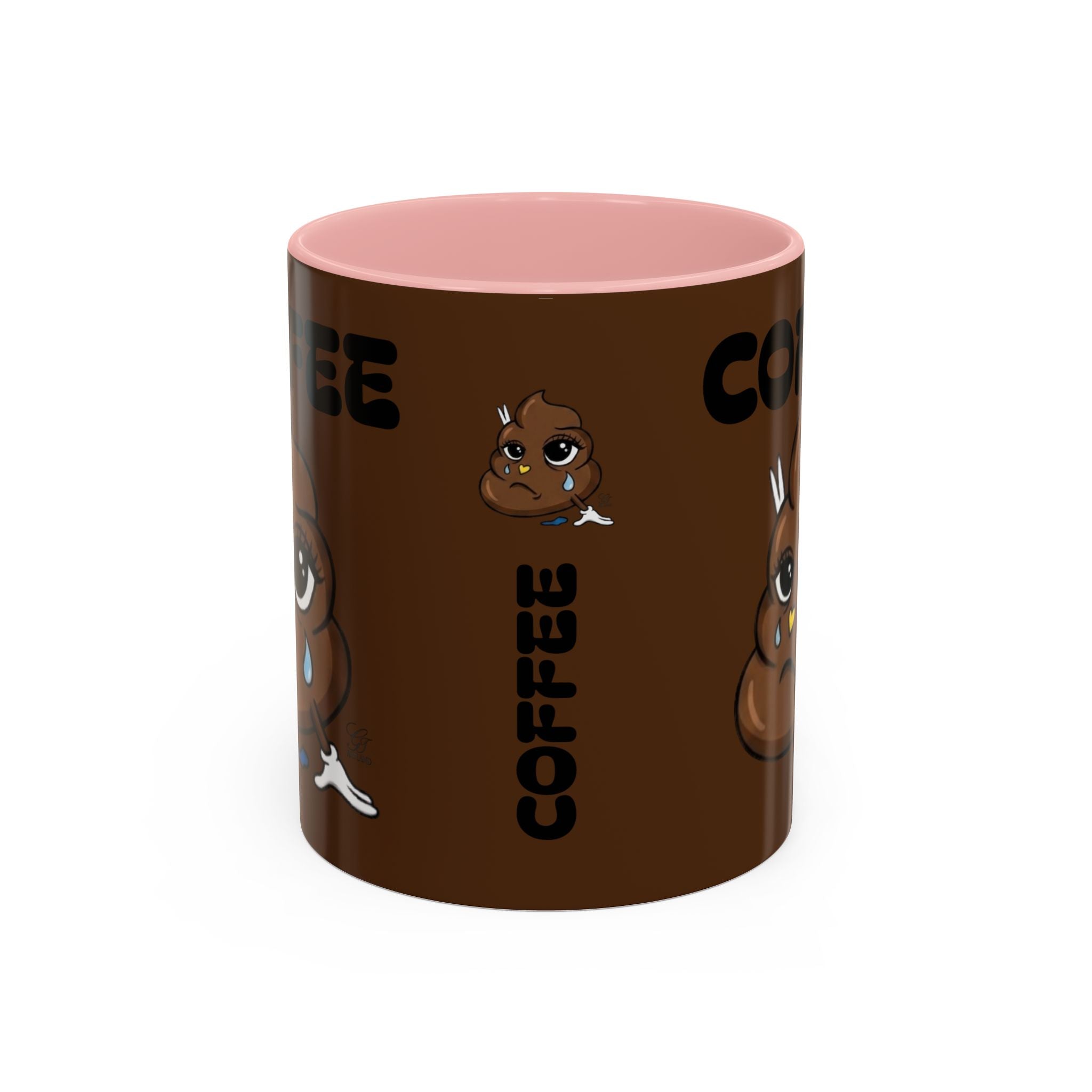 Coffee Mug — Cute Crying Poop Emoji 'COFFEE' Accent Ceramic Mug (11/15 oz) by GT Artland