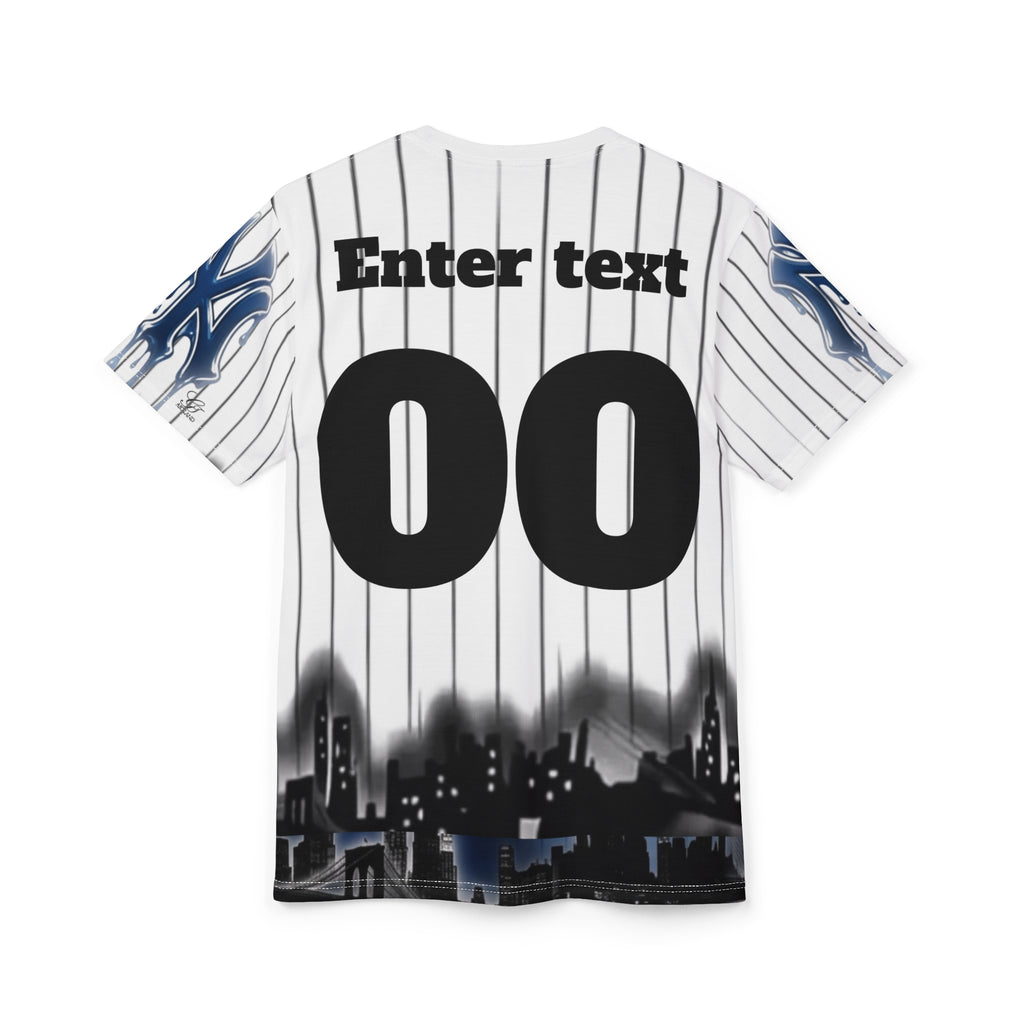 NY yank drip  designer jersey style personalized name and number Baseball Pinstripe Shirt by GT Artland