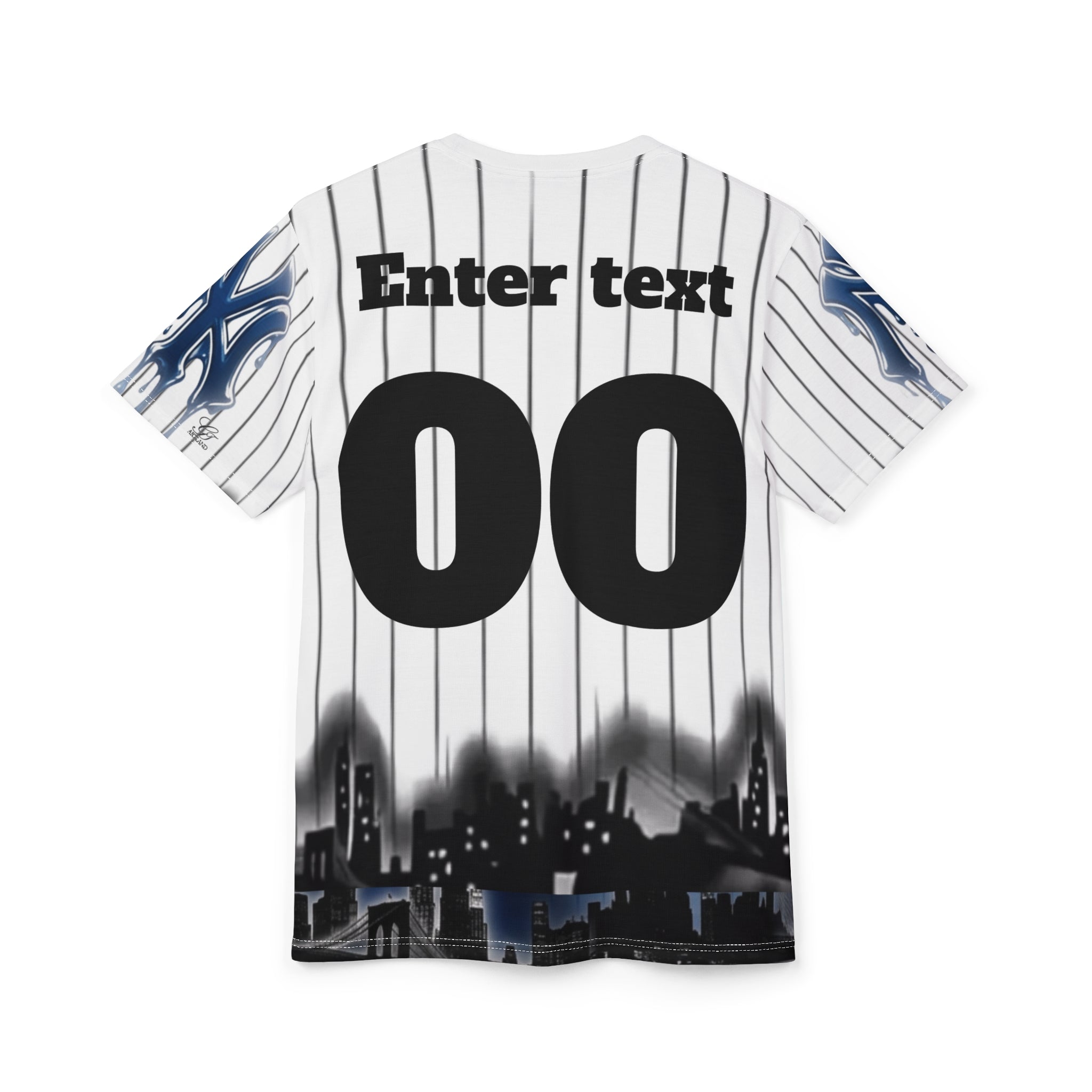 NY yank drip  designer jersey style personalized name and number Baseball Pinstripe Shirt by GT Artland
