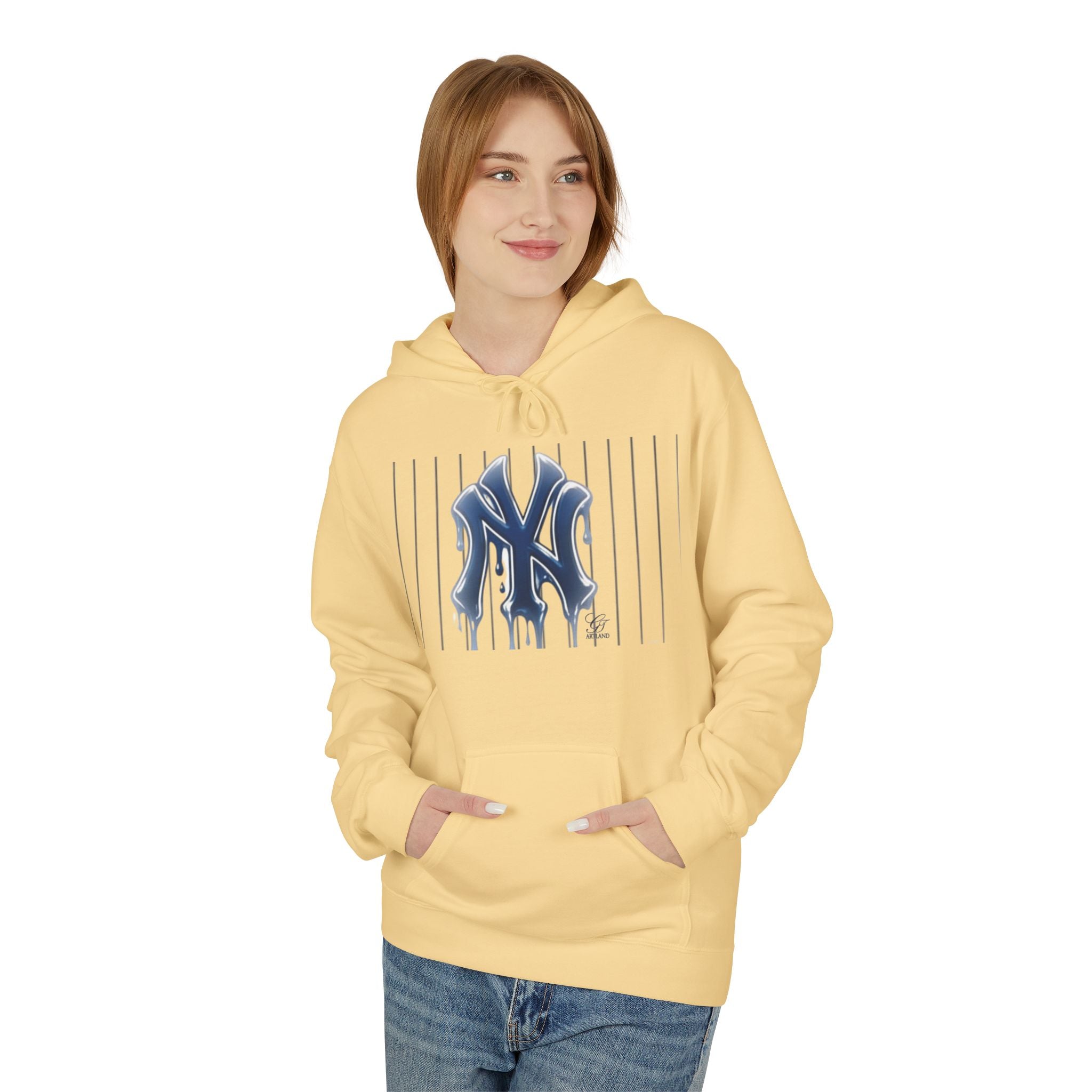 Dripping NY Fan Gear Logo Hoodie | Baseball Pinstripe Streetwear by GT Artland
