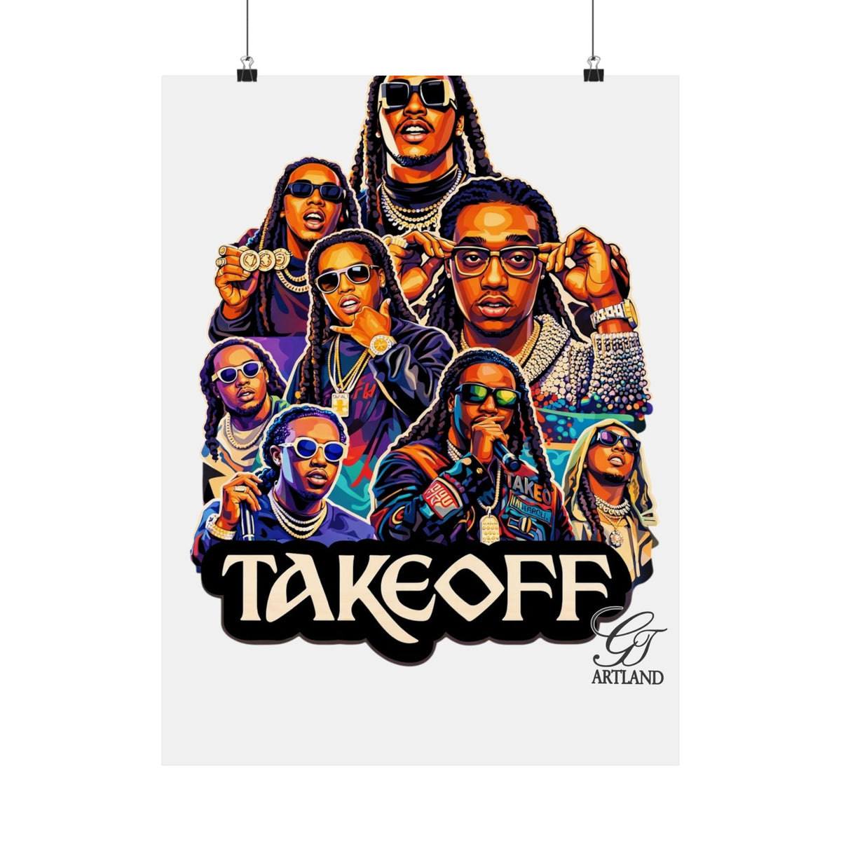 Hip hop Mogul takeoff urban art illustrated Poster | Matte Vertical Posters by GT Artland