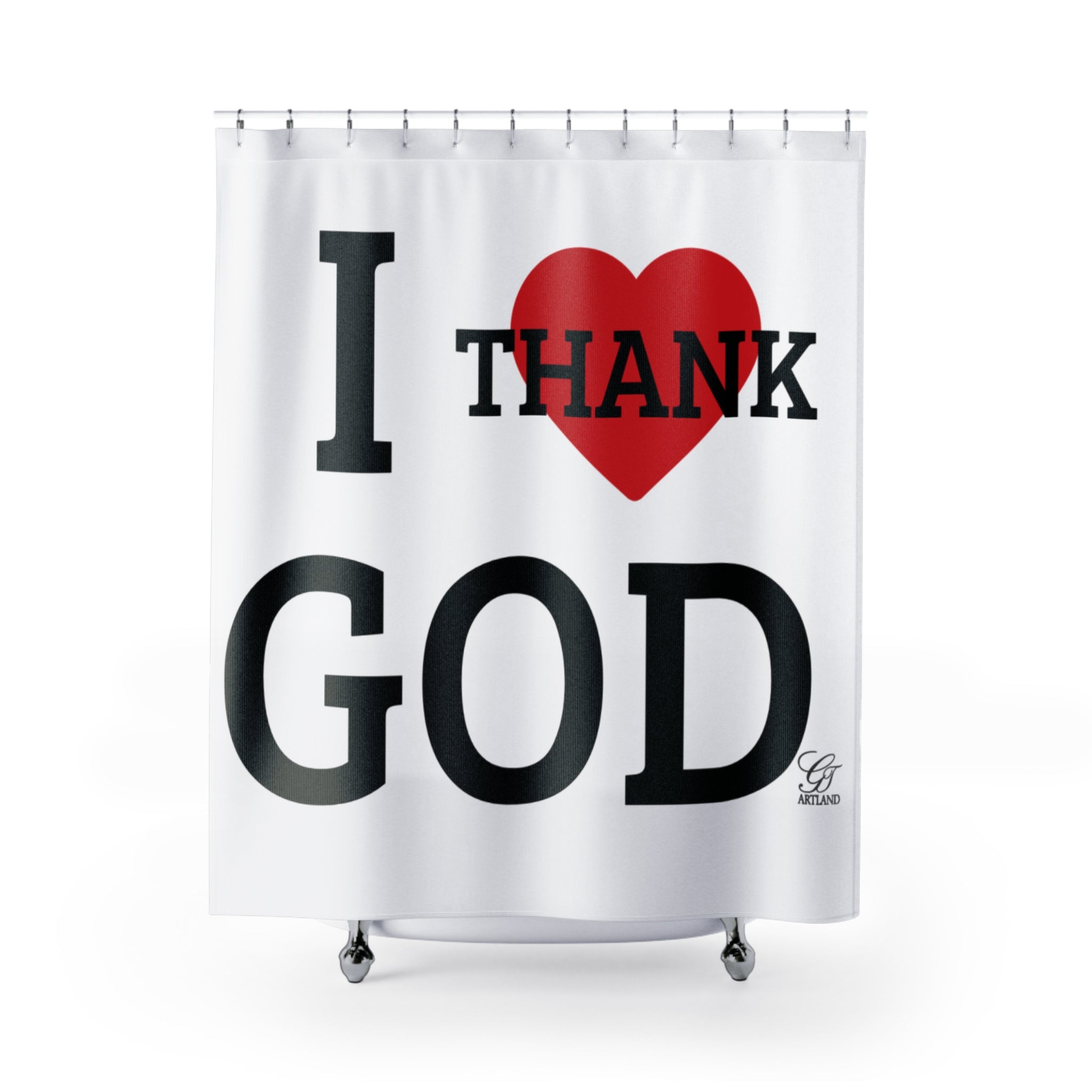 Copy of I Heart Thank God Shower Curtain | Religious Bathroom Decor by GT Artland