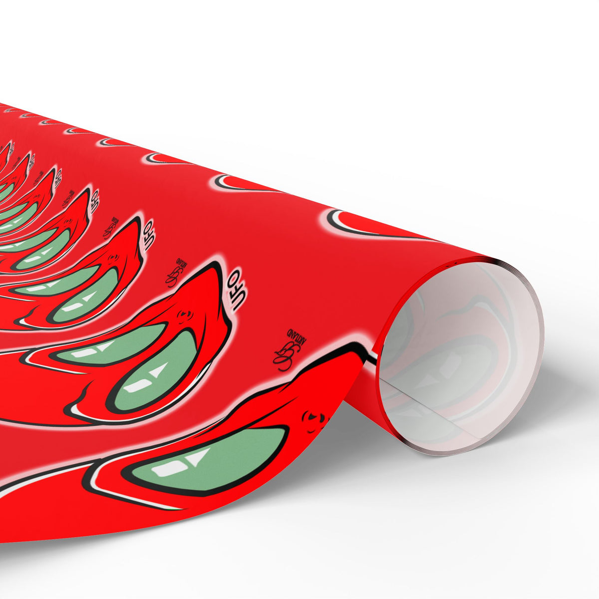 Red Alien UFO Sci‑Fi Gift Wrap