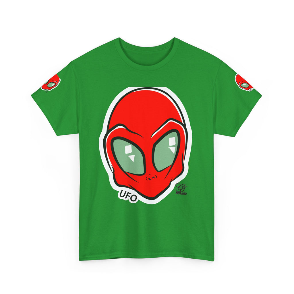 Red Alien Head UFO Tee | Retro Space Graphic T-Shirt