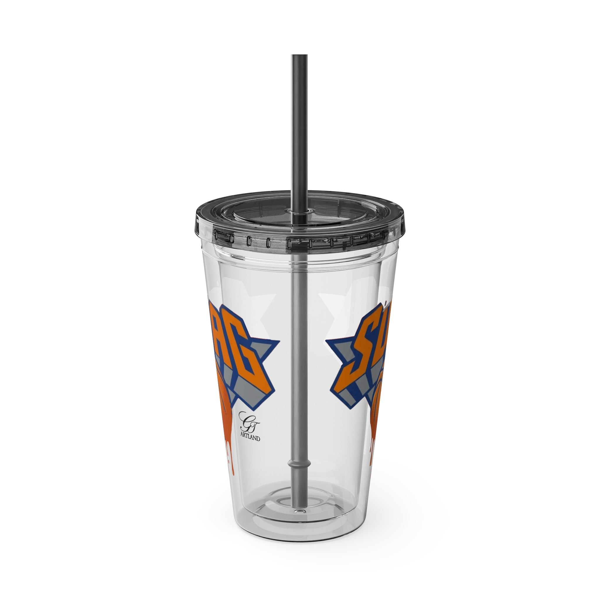 Dripping Basketball SWAG Tumbler | 16oz Clear Cup with Straw by GT Artland