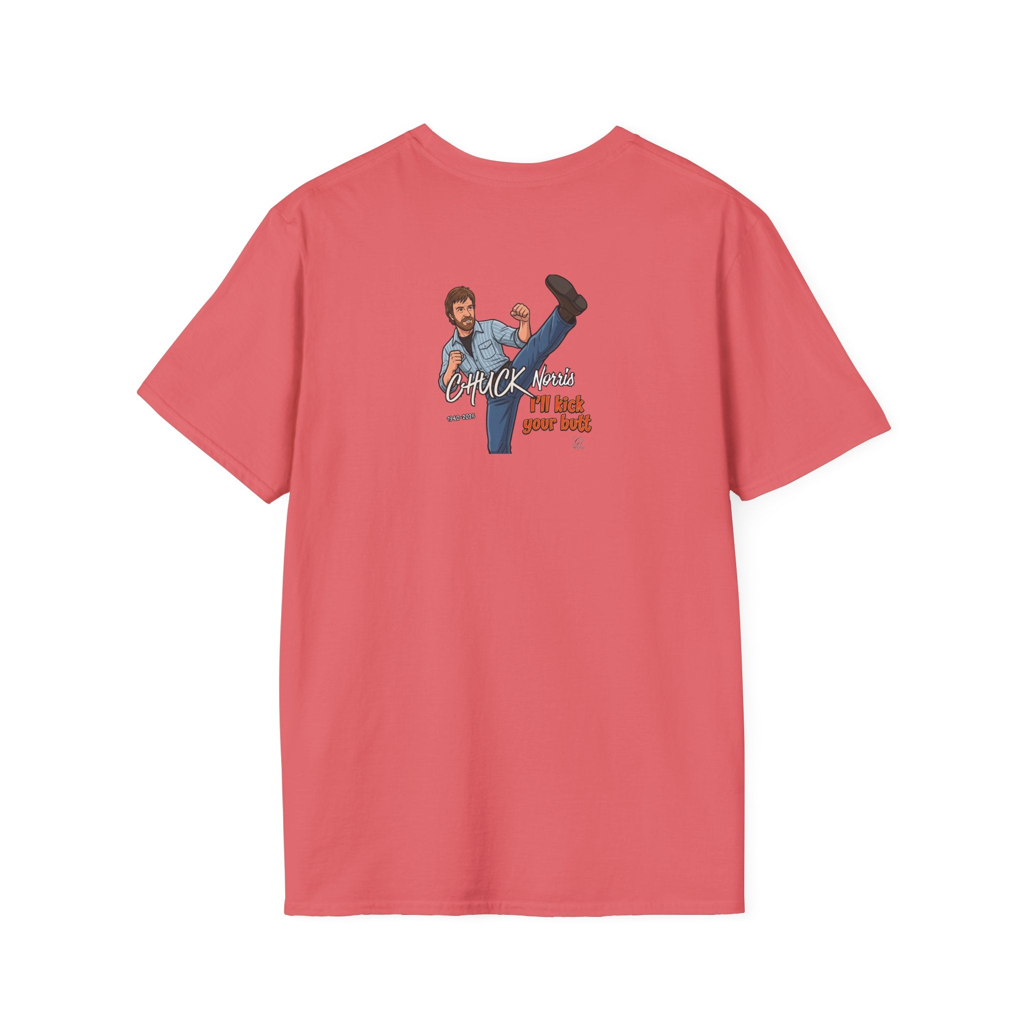 Chuck Norris Kick Illustration T-Shirt | I'll Kick Your Butt text by GT Artland