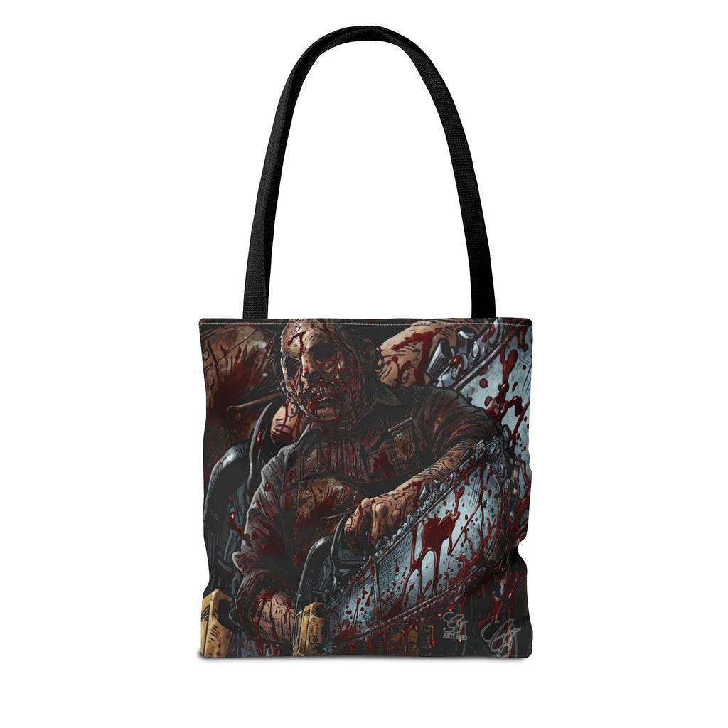 Bloody Zombie Chainsaw Tote Bag | Horror Thriller by GT Artland