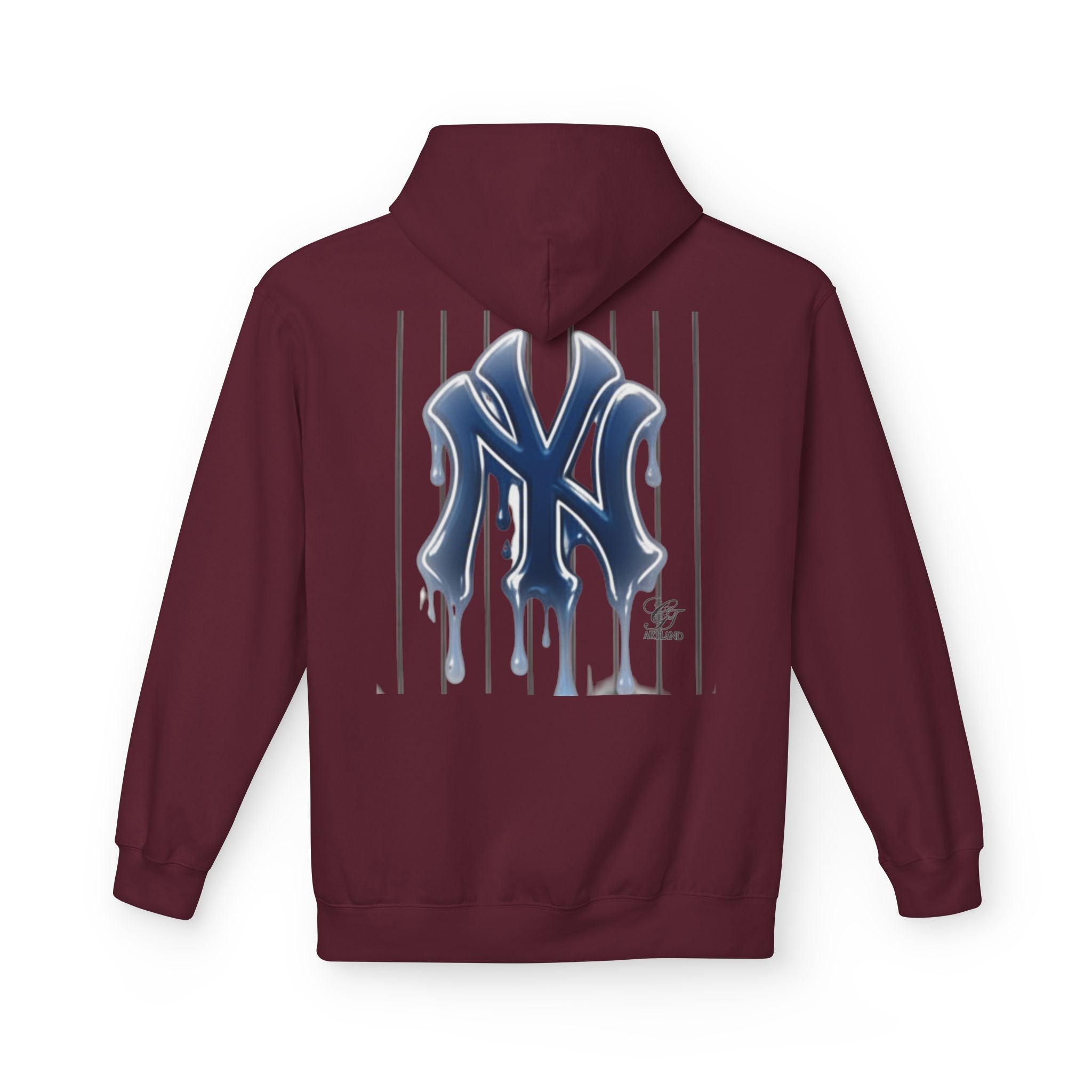 Dripping NY Fan Gear Logo Hoodie | Baseball Pinstripe Streetwear by GT Artland