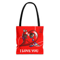 I Love You Red Heart Tote Bag — Cute Sad Heart Illustration Sorry Gift by GT Artland