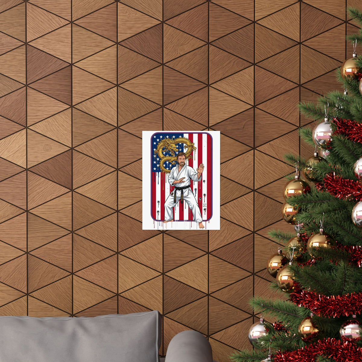 American Flag Karate Chuck Norris Master Poster | Dragon Martial Arts Matte Vertical Print by GT Artland
