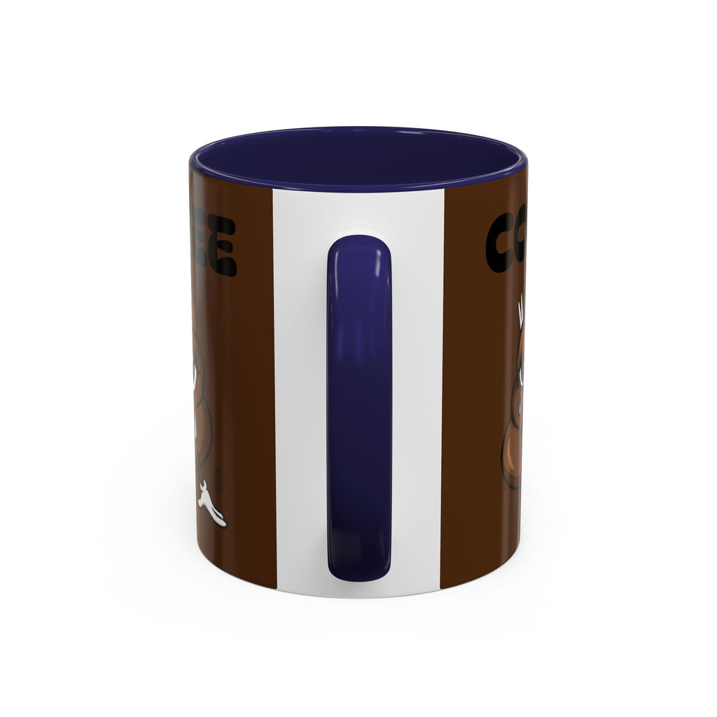 Coffee Mug — Cute Crying Poop Emoji 'COFFEE' Accent Ceramic Mug (11/15 oz) by GT Artland