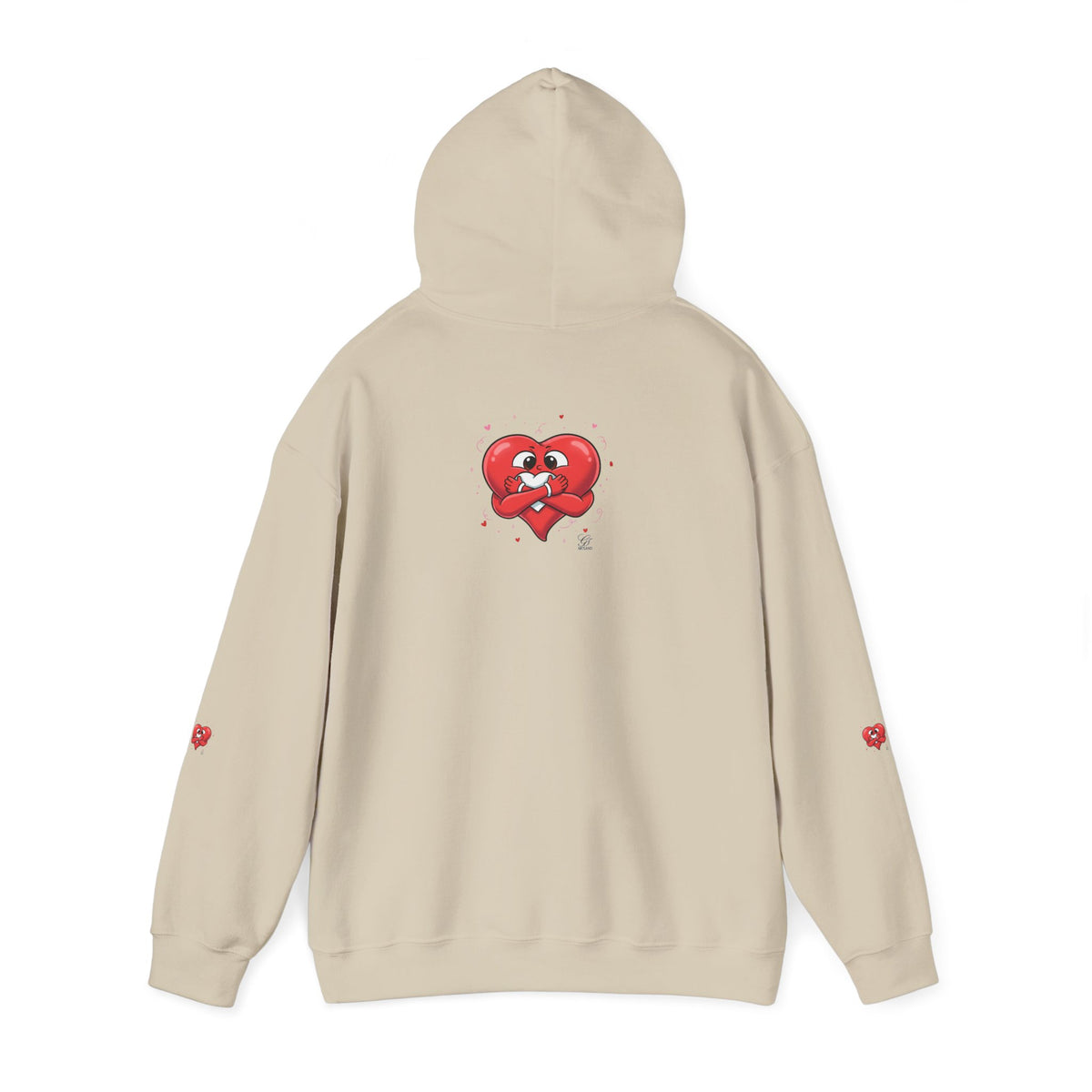 Graphic Heart Unisex Heavy Blend Hooded Sweatshirt | Red Heart Cartoon Sweatshirt
